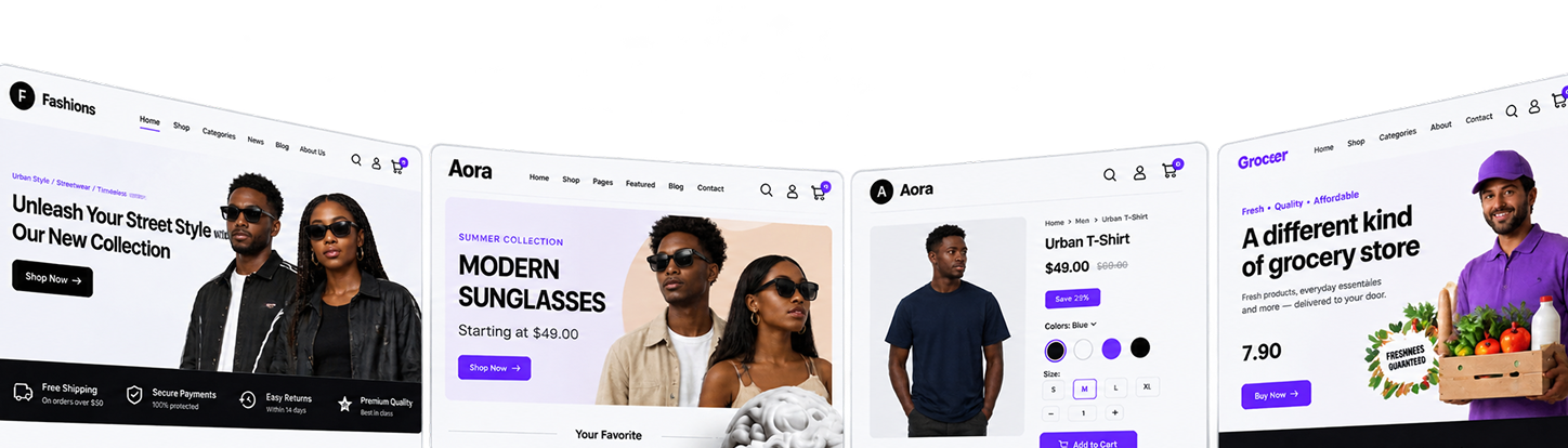 Examples of storefronts created with Deeployed